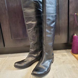 Black Leather Knee-High Boots